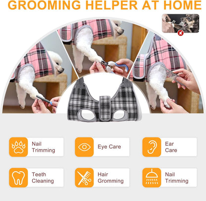 BEAUTYZOO Dog Grooming Hammock, Medium Dog Sling for Nail Trimming, Dog Hanging Harness for Claw Care with Thick Fabric Neck Support Wide Strap Restraint Cat Grooming Hammock, Black L