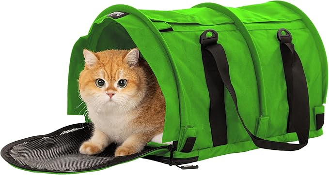 SturdiBag Pro 2.0 Pet Travel Carrier for Cats and Dogs | Soft Sided Pet Carrier Bag with Safety Clips and Seatbelt Straps for Car Travel | XL, Lime