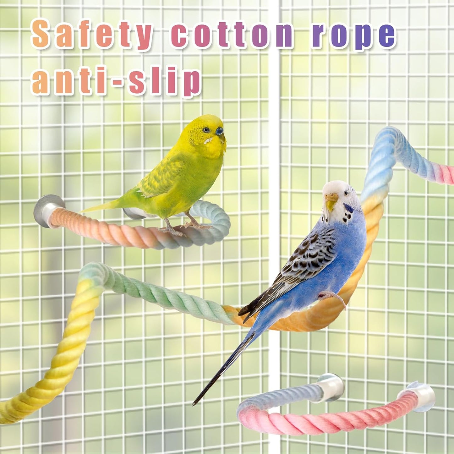 3PCS Parrot Perch,Soft Rope Bird Perches for Cage, Bendable Climbing Toys and Stands for Cockatiels, Parakeets and Lovebirds,Bird Cage Accessories Set