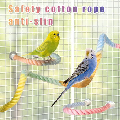 3PCS Parrot Perch,Soft Rope Bird Perches for Cage, Bendable Climbing Toys and Stands for Cockatiels, Parakeets and Lovebirds,Bird Cage Accessories Set