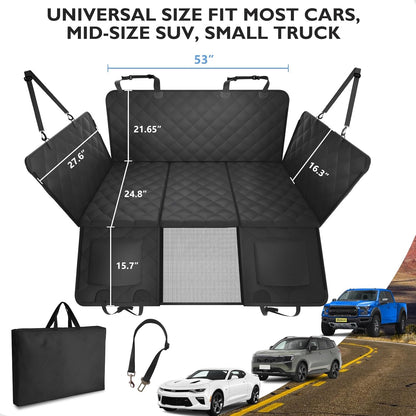 Back Seat Extender for Dogs-Upgraded Egg Crate Foam, Soft Dog Car Seat Cover Holds 420lbs, Sturdy Backseat Extender for Dogs, Waterproof Pet Car Bed Dog Hammock for Car, SUV, Truck