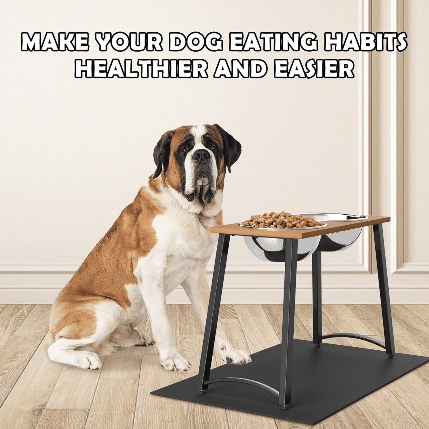 Elevated Dog Bowls for Large Dogs, Extra Large Breed, with Spill Proof Mat, Two 3000ML(13CUPS) Food & Water Bowls, Stable Raised Bowl, 18.1" Tall Dog Bowl Stand for XX Large Dogs