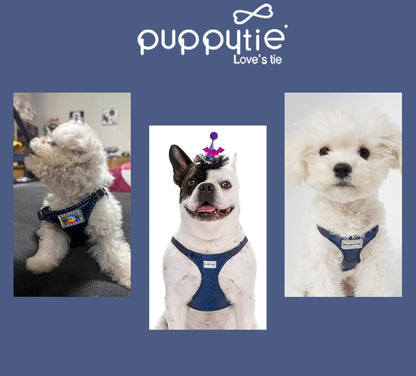Puppytie No Pull Small Dog Harness with Multifunction Dog Leash,Lightweight Soft Adjustable No Choke Escape Proof Pet Harness Vest Pet Harness Vest,Glossy Sapphire Blue,S