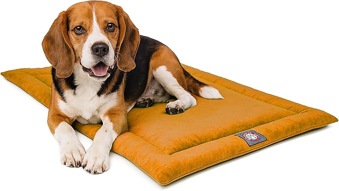 Majestic Pet Orthopedic Memory Foam Dog Crate Mat - Plush Pet Bed Pad for Crates & Kennels | USA Crafted | 36"x23" Villa Orange