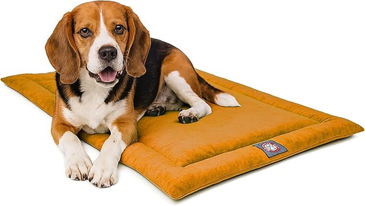 Majestic Pet Orthopedic Memory Foam Dog Crate Mat - Plush Pet Bed Pad for Crates & Kennels | USA Crafted | 36"x23" Villa Orange