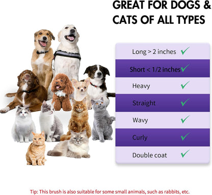 Dog Self Cleaning Slicker Brush for Shedding, Ideal for Short Long Haired Dogs, Including Cat. Removes Loose Fur, Undercoat, Mats, Tangled Hair. Suit for Large Medium Small Animal, Purple