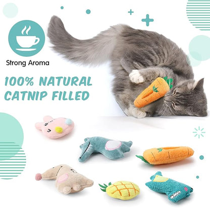 Gejoy 20 Pieces Catnip Toys for Indoor Cat Plush Kitten Cat Chew Toys Catnip Kitten Entertaining Interactive Dolls(Lovely)