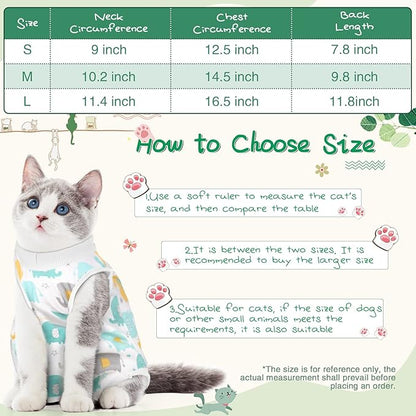 Nuanchu 3 Pieces Cat Recovery Suit Kitten Recovery Suit E-Collar Alternative for Cats and Dogs Abdominal Skin Anti Licking Pajama Clothes Sets(Medium,Cute Style,Colorful)