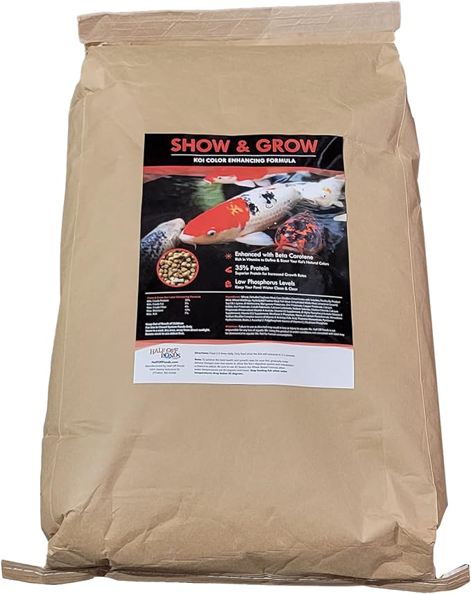 HALF OFF PONDS Show and Grow Koi and Goldfish Color Enhancing and Protein Food 20 lb Bag - KOISG-020