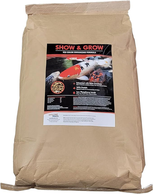 HALF OFF PONDS Show and Grow Koi and Goldfish Color Enhancing and Protein Food 20 lb Bag - KOISG-020