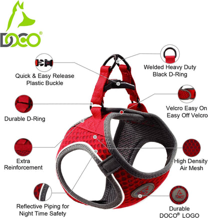 DOCO Dog Harness for Small Sized Dog - Athletica Adjustable, No Pull, No Choke, Puppy Vest Lightweight Air Mesh, Reflective, Puppy Essentials – Turquoise, Small (Chest 14.5"-15.5", Weight 6–10 lbs)