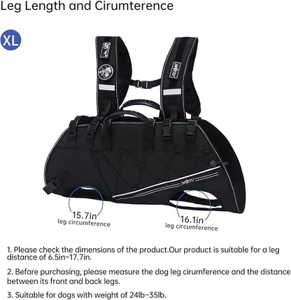 Dog Backpack Carrier for Small Dogs,Dog Lift Harness,Adjustable Padded Breathable Straps for Dogs, Disabled, Joint Injuries, Arthritis,XL(24-35LBS)