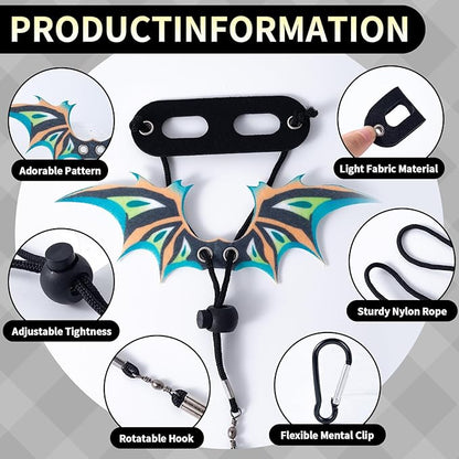 COMSUN 2 Pack Bearded Dragon Lizard Harness Leash Set, Adjustable Reptile Lizard Leashes with Adorable Dinosaur Wing for Geckos, Chameleon, Lizards