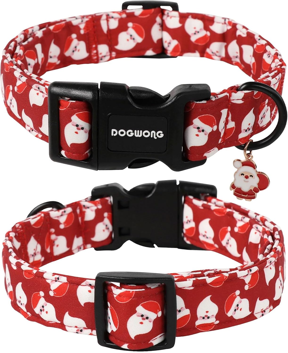 DOGWONG Christmas Red Santa Dog Collar- Cute Santa Claus Christmas Dog Collars Adjustable Designer Christmas Dog Collar for Small Medium Large Dogs XL