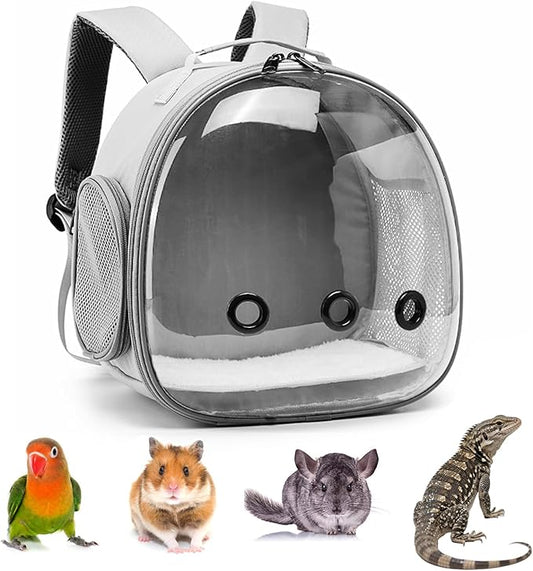 Portable Travel pet Backpack Carrier Small Animal Travel Bag for Hamster, Guinea Pig, Bird, Cat, Rabbit, Pink (Grey)
