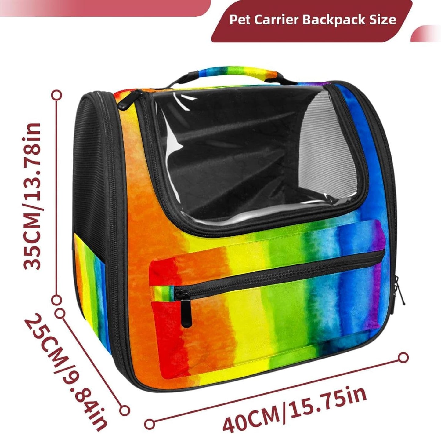 Rainbow Pet Travel Carrier Soft Sided Portable Bag for Cats, Small Dogs, Kittens or Puppies