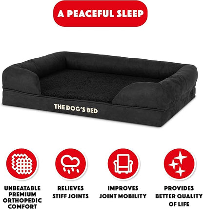 The Dog’s Bed, Medium Black Faux PL, Memory Foam, Pain Relief: Arthritis, Hip & Elbow Dysplasia, Post Surgery, Lameness, Supportive, Calming, Washable Cover