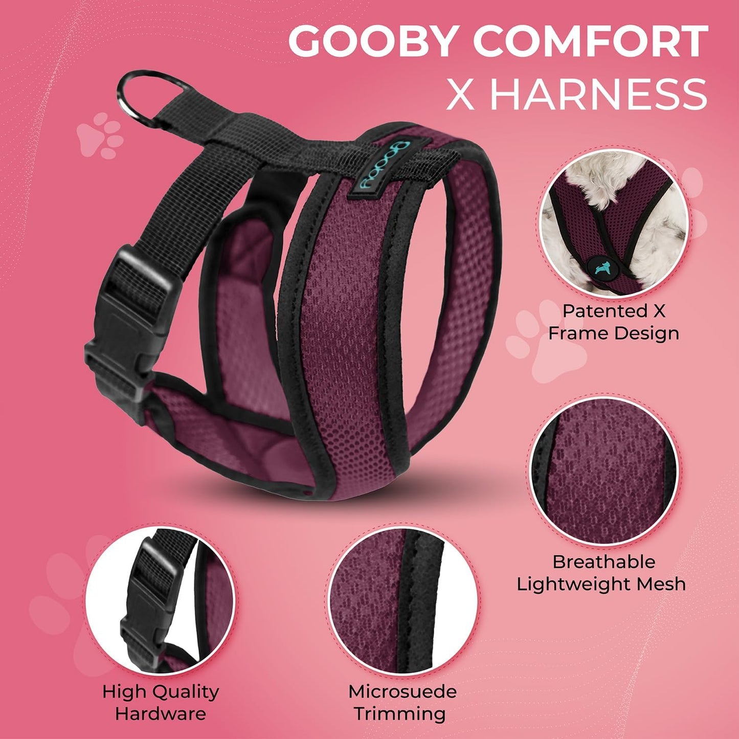 Gooby Comfort X Head In Harness - Purple, X-Large - No Pull Small Dog Harness Patented Choke-Free X Frame - Perfect on the Go Dog Harness for Medium Dogs No Pull, Small Dogs for Indoor and Outdoor Use