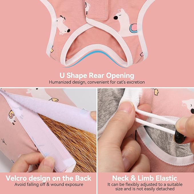 3 PCS Cat Recovery Suit for Spay Abdominal Wounds Female, Cat Onesie for Cats After Surgery, Pet Surgery Recovery Suit Kitten Onesie for Cats Anti Licking