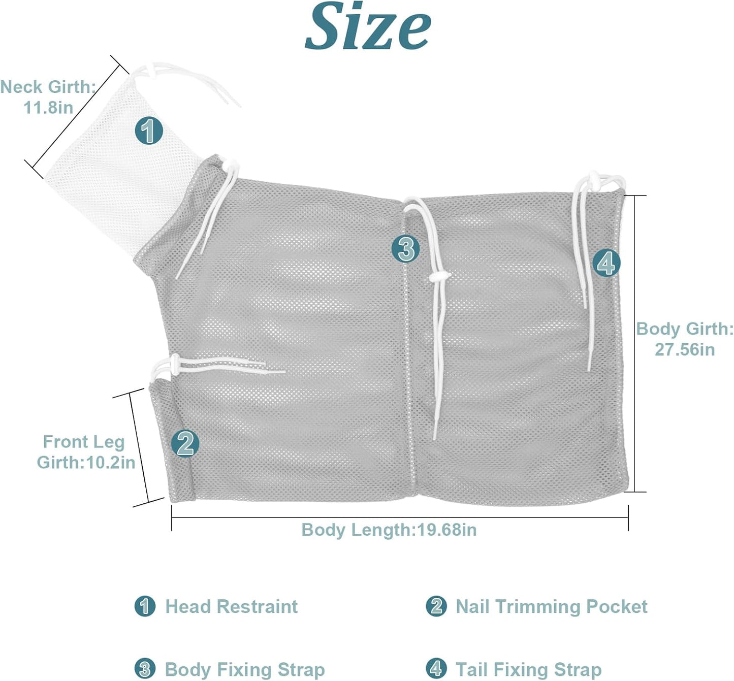 Cat Bathing Bag, Breathable Mesh Anti Scratch Adjustable Cat Grooming Bag for Nail Trimming, Bathing Polyester Soft Cat Washing Bag