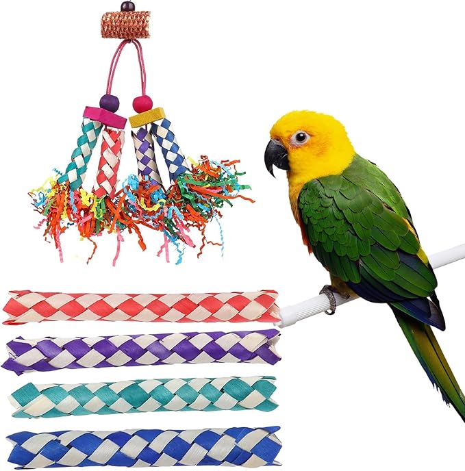 Parrot Toys 20 Pcs 5.5in, Bird Toys Bamboo Finger Traps,DIY Core Bird Chewing Toy Components,Colorful Chewing Toy,for Small Medium Parrots Parakeets,Cockatiel.