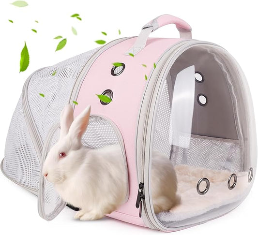 Back Expandable Backpack for Small Animals, Portable Travel Bag Breathable Pet Carrier Cages for Bunny, Guinea Pig, Bearded Dragon, Lizard, Rabbit, Squirrel, Tortoise, Kitten, Sugar Glider