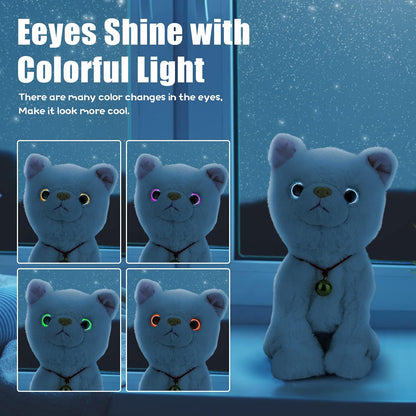 Plush Stuffed Animal Interactive Cat, LED Robotic Barking Meow Kitten Touch Control, Electronic Cat Pet, Robot Kitty Toys, Animated Toy Cats for Girls Baby Kids