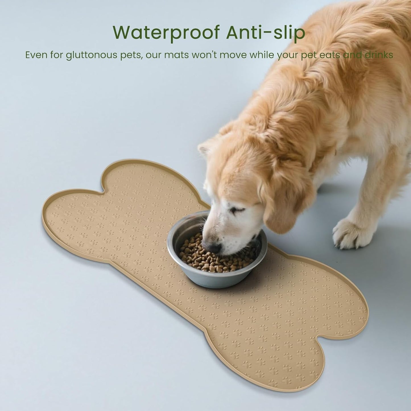 Dog Food Mat Anti-Slip Silicone Dog Bowl Mat Thicker Pet Placemat Waterproof Cat Feeder Pad with Raised Edge Puppy Kitten Feeding Mats Suitable Small Medium-Sized Dogs Cats Eating Tray
