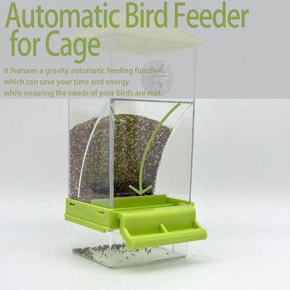 No Mess Bird Feeder Water Dispenser Set, Automatic Parrot Feeder for Cage Transparent Acrylic Food Container Drinker Cage Accessories Parakeet Cockatiel Lovebird Finch (Green)