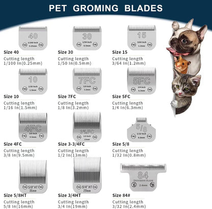 Pet Dog Grooming Detachable Ceramic Blades Kit,Compatible with Andis,Oster A5,Wahl KM10 Clippers,Cut Length 1/100"(0.25mm) to 3/4" (19mm),12 Pack (12 Pack)