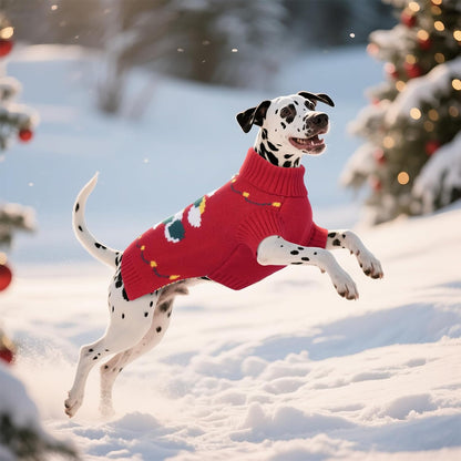 BRKURLEG Christmas Dog Sweaters for Cold Weather, Soft Warm Turtleneck Sweaters for Medium Dogs, Xmas New Year Pet Pullover Knitted Sweatshirt Outfit for French Bulldog,Pug (Red, M)