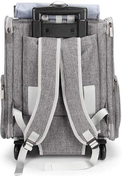 Lollimeow Pet Rolling Carrier, Dog Backpack with Wheels,Cats,Puppies Travel Bag with Wheels,Dog Trolley(Grey)