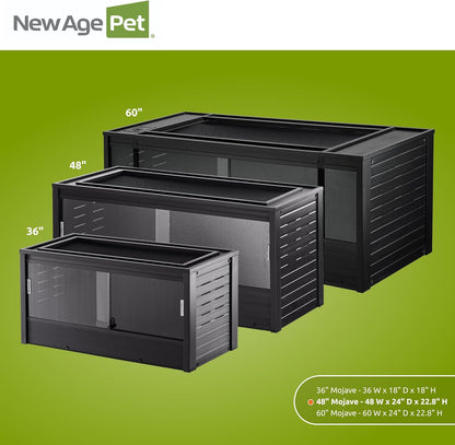 New Age Pet ECOFLEX 48 in Mojave Reptile Lounge in Espresso Black, Durable Wood Plastic Composite Habitat with Vented Side Panels, Removable Sliding Glass Doors, and Mesh Screen Top for Lamp Setup,