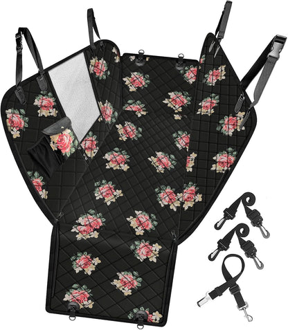 Femuar Dog Car Seat Cover, Waterproof Nonslip Pet Seat Cover for Back Seat with Storage Pockets Mesh Visual Window, Heavy Duty Scratchproof Pet Dog Seat Cover Hammock for Cars Trucks and SUVs