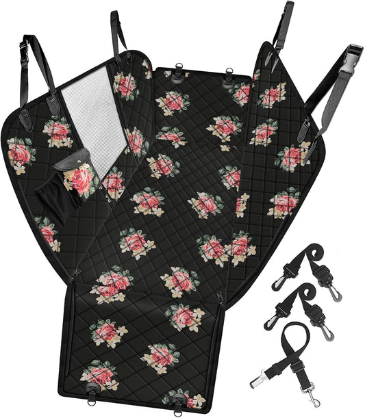 Femuar Dog Car Seat Cover, Waterproof Nonslip Pet Seat Cover for Back Seat with Storage Pockets Mesh Visual Window, Heavy Duty Scratchproof Pet Dog Seat Cover Hammock for Cars Trucks and SUVs