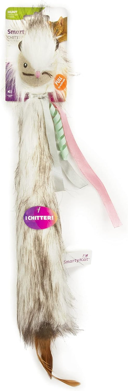 SmartyKat Chitter Critter Squirrel Electronic Sound Plush Kicker Cat Toy, Battery Powered - Gray, One Size (Pack of 2)