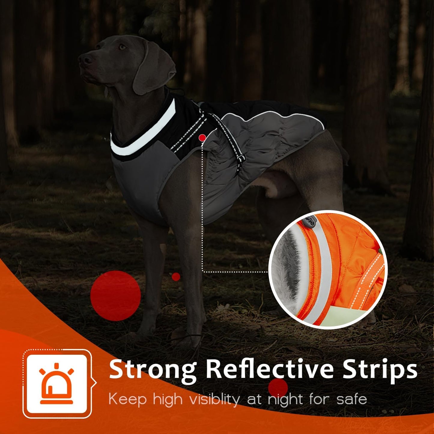 Dog Winter Coat with Harness, Dog Jacket, Pet Clothes with Zipper on Back, Waterproof Windproof Warm Vest, Reflective Cold Weather Coats, for Small Medium Large Dogs, Thick, Orange, 3XL