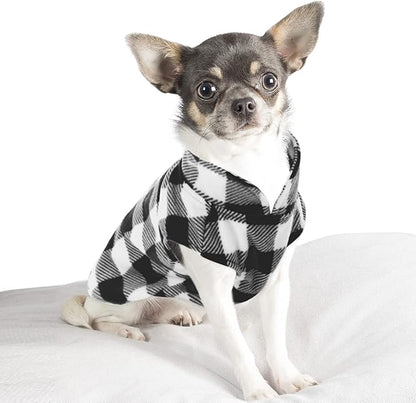 KAMA BRIDAL Spring Autumn Winter Coat Pullover Fleece Vest for Cats Small and Medium Dogs Thin Sweater Black & White Plaid (Black, XS)