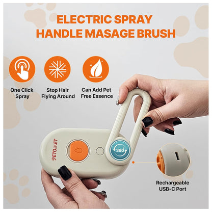 4 in 1 Cat steam brush, steam brush for dogs, rabbits., Pet spray comb for shedding and grooming, Gentle Technology, Easy-to-Clean, massage, Grooming Washable, useful for shedding