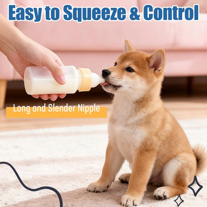 DEMORA Kitten Bottle Feeding Kit, Graduated Nursing Feeding Bottles for Pet Kitten Puppy Hamster Rabbit with Two Kinds of Replaceable Nipples Feeder (Clear, 5 oz)