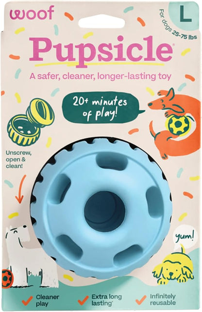 WOOF Party Pupsicle - Long-Lasting Interactive Dog Toys for Boredom - Low-Mess Design - Birthday Gifts for Dogs - Large Dog Toys - Buddy Blue