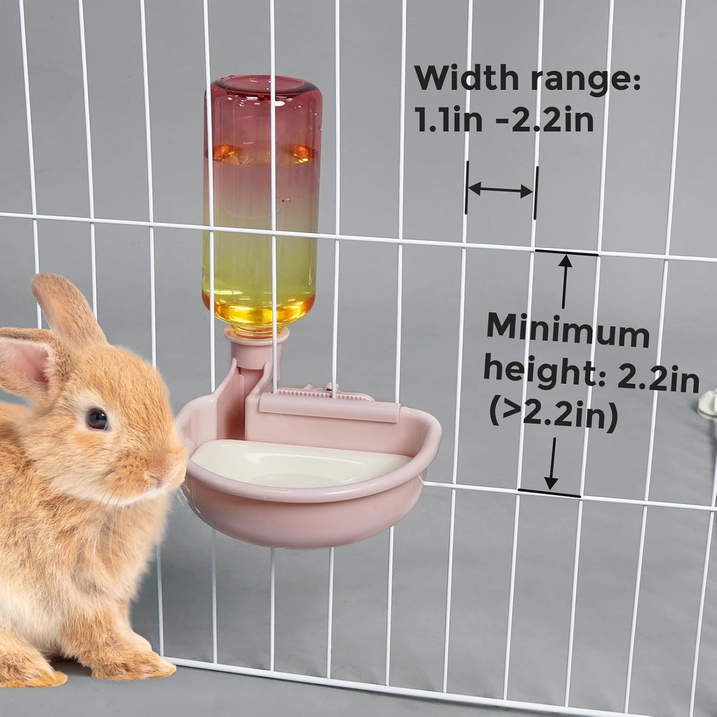 VANNON 16oz Pet Water Bottle, Gravity Dog Water Bowl Dispenser for Cage, Anti-Overflow Water Dispenser for Small Dogs, Cats, Rabbits and Other Small Animals, BPA Free, Gradient Pink