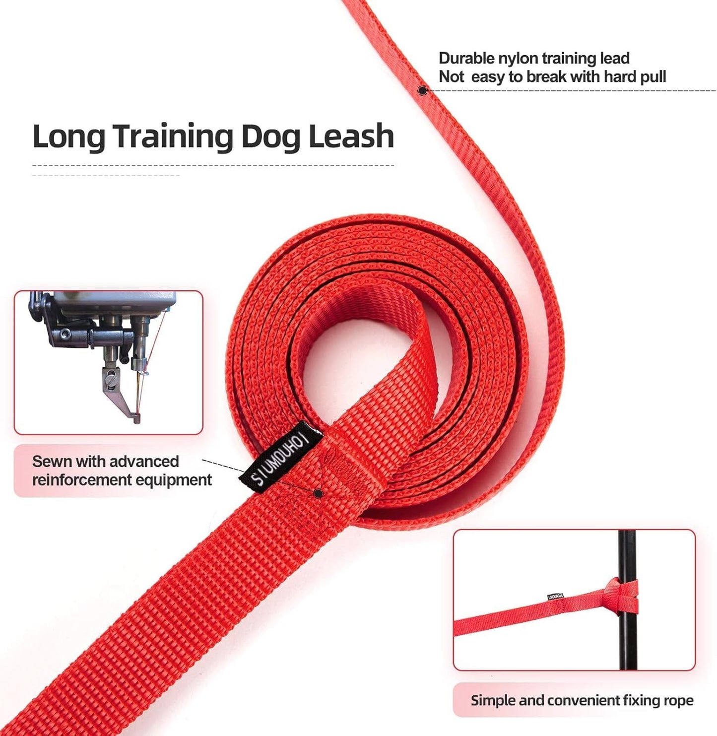 Dog/Puppy Obedience Recall Training Agility Lead - 15ft 20ft 30ft 40ft 50ft Training Leash - Great for Play, Camping, or Backyard (Pink, 15 Feet)