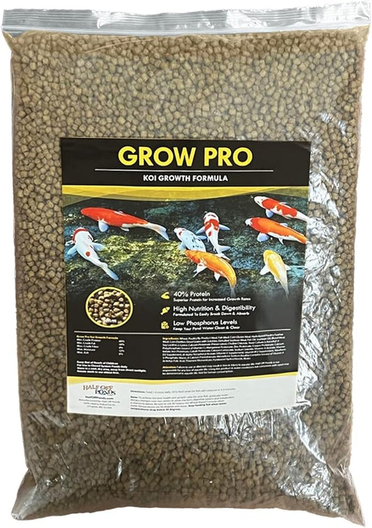 HALF OFF PONDS Grow Pro Koi and Goldfish Food with High-Protein Growth Formula 5 lb Bag - KOIGP-005