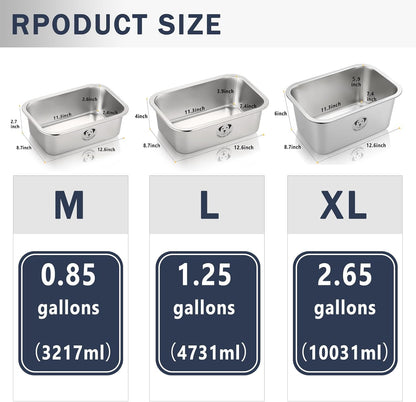 Stainless Steel Dog Bowls for Large Dogs, 0.85 Gallons High Capacity Metal Food Dog Bowls Extra Large Water Bowl for Dogs