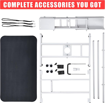 Professional Hydraulic Dog Grooming Table Heavy Duty 350Lbs, Adjustable Overhead Arm & Noose, Non-Slip PVC Top for Large Dogs, Salon-Grade Pet Grooming Station (White)