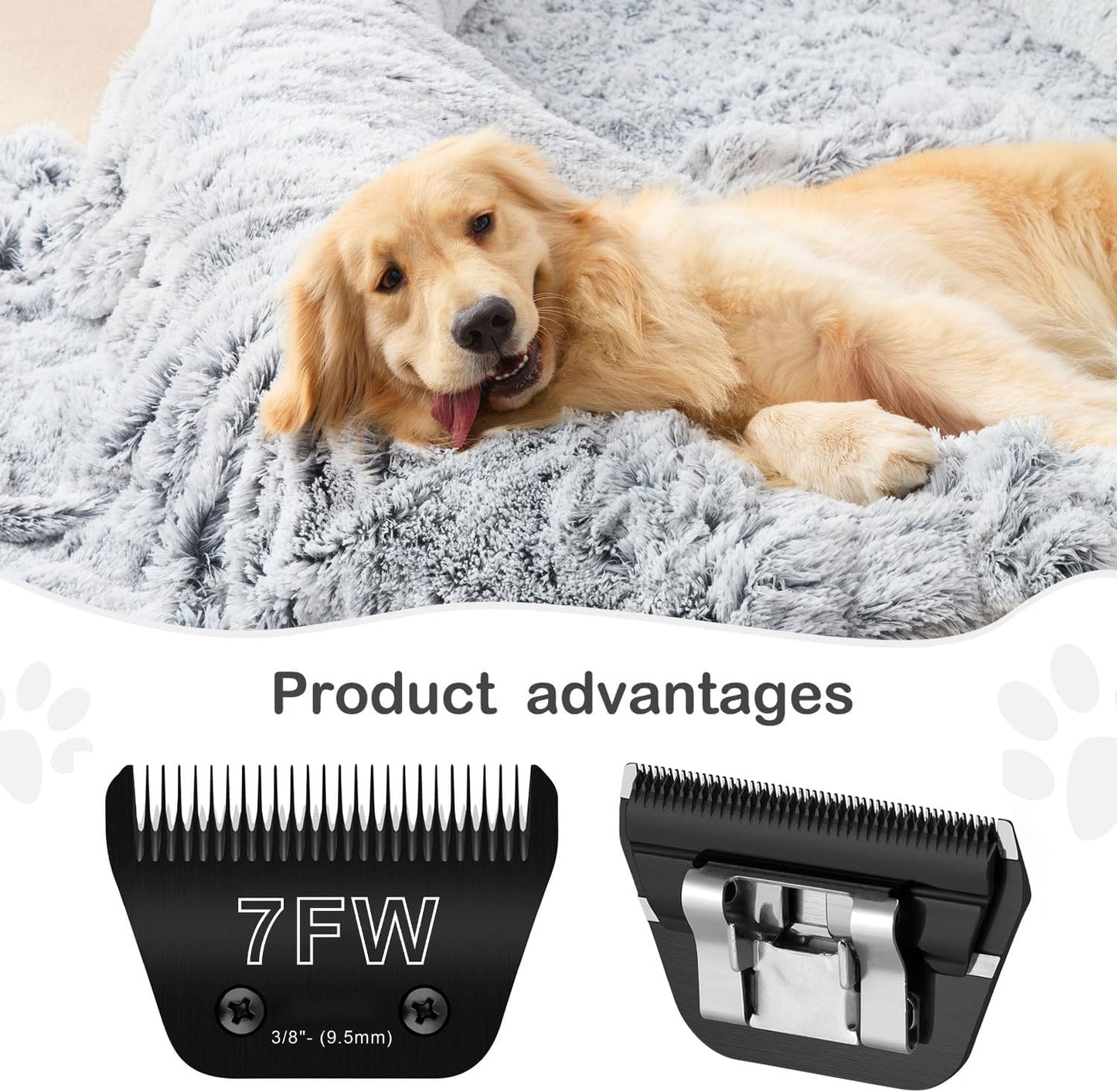 7FW Wide Blades for Dog Grooming Blades Compatible with Andis Dog Clippers Blades,Dog Clipper Blades Compatible with Oster A5,Wahl km10 Dog Clippers,Stainless-Steel Blade Sharp