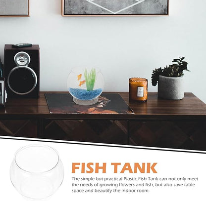 POPETPOP Plastic Fish Bowls Round Aquarium Clear Fish Keeper Fishbowl Vase Pot for Wedding Party Event Christmas Holiday Home Decor 18cm