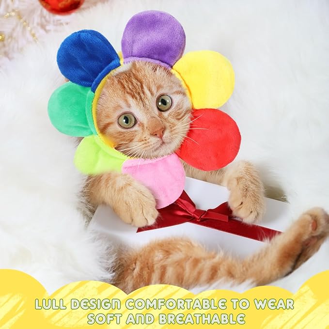 Weewooday 5 Pieces Cat Costume Halloween Bunny Hat Outfit with Ears Funny Cat Hat and Small Dogs Kitten Puppy Party Christmas Easter Costume Accessory Headwear(Vivid Style)