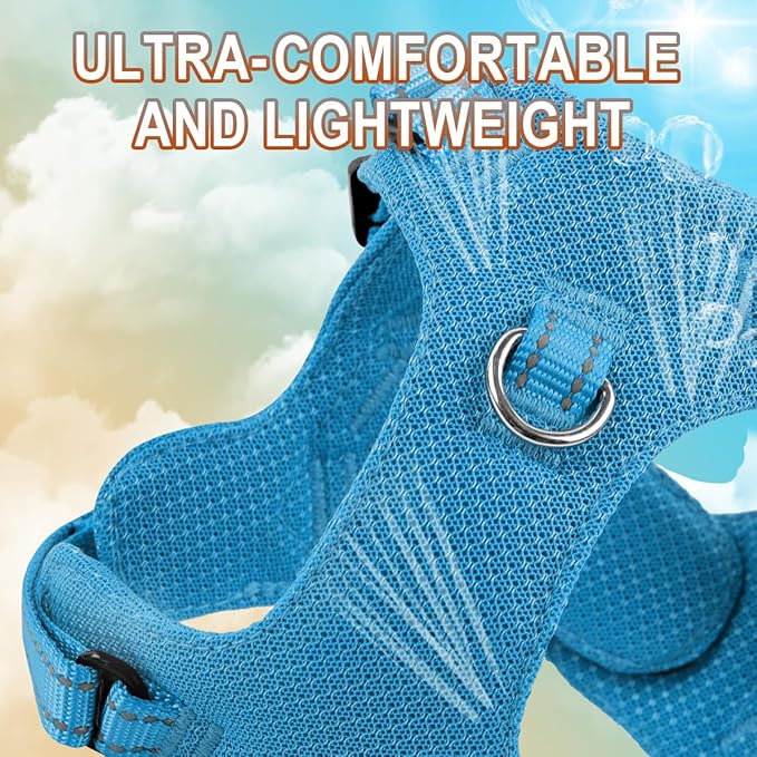 Dog Harness Step in Dog Vest Harness, Reflective Adjustable Puppy No Pull Harness Breathable Soft for Small and Medium Dogs Cats, Blue, S